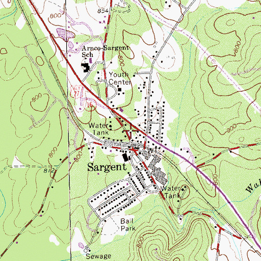 Topographic Map of Sargent Baptist Church, GA