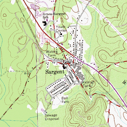 Topographic Map of Sargent Post Office, GA