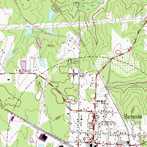 Topographic Map of Senoia City Cemetery, GA