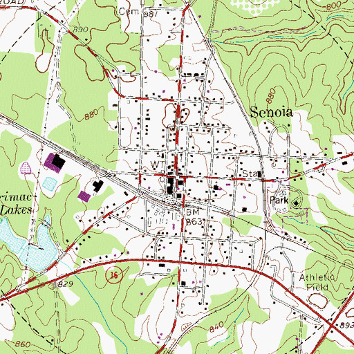 Topographic Map of Senoia Historic District, GA