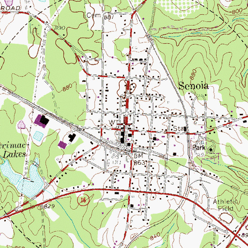 Topographic Map of Senoia Post Office, GA