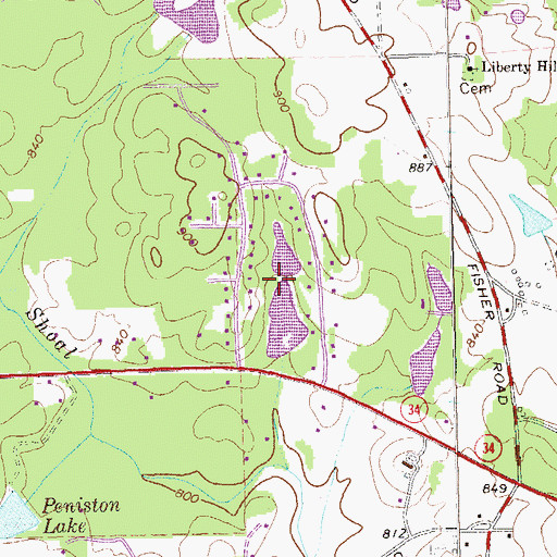 Topographic Map of Shoal Creek Forest, GA