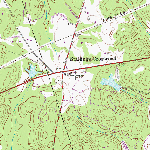 Topographic Map of Stallings Cemetery, GA