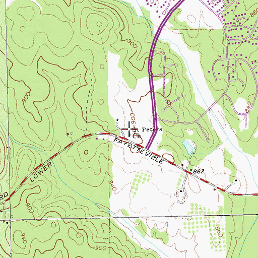 Topographic Map of Saint Peters Cemetery, GA