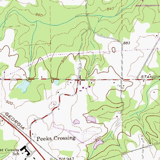 Topographic Map of Standing Rock Church (historical), GA