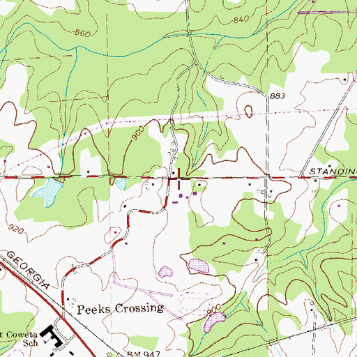 Topographic Map of Standing Rock School (historical), GA