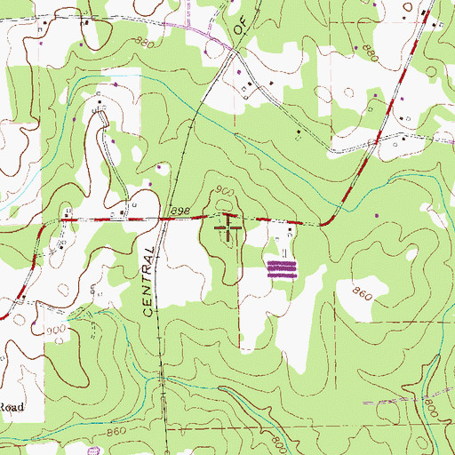 Topographic Map of Tinch Cemetery, GA