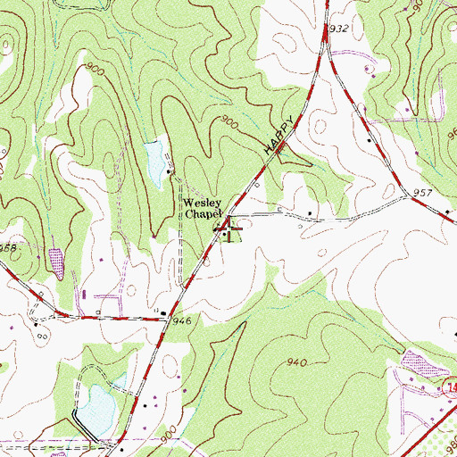 Topographic Map of Wesley Cemetery, GA