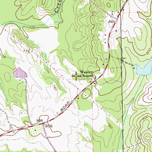 Topographic Map of Wesley Chapel Cemetery, GA