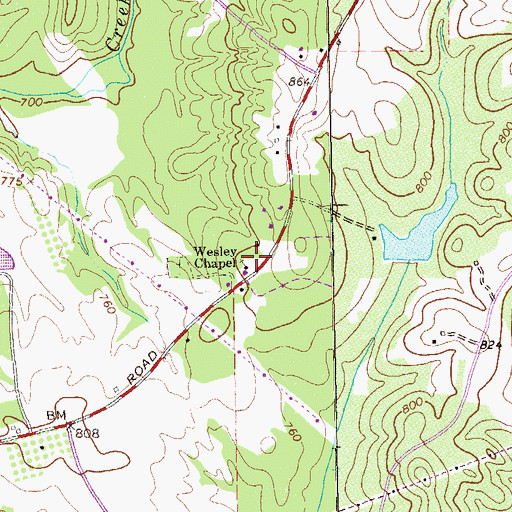 Topographic Map of Wesley School (historical), GA