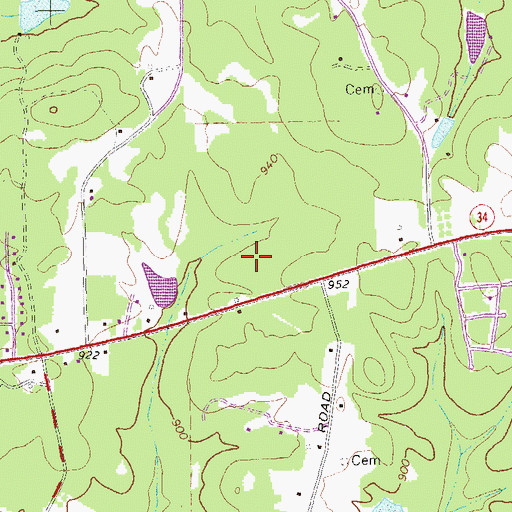 Topographic Map of Whispering Pines, GA