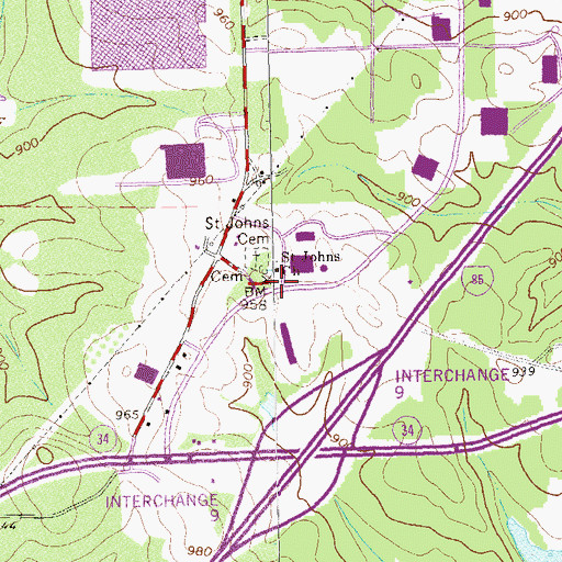 Topographic Map of White Oak, GA