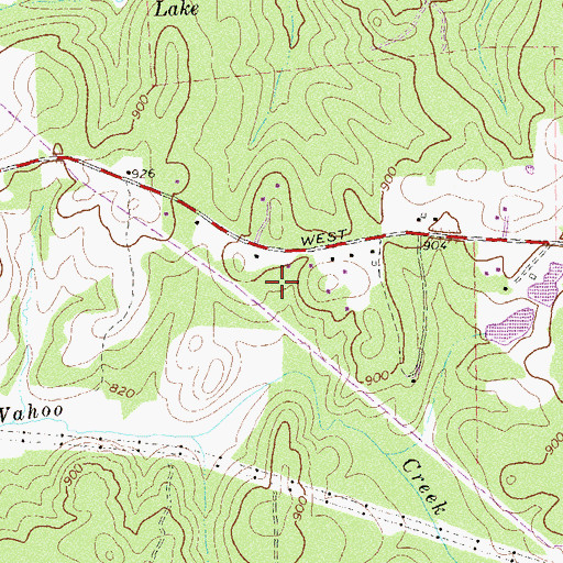Topographic Map of Willow Creek Subdivision, GA