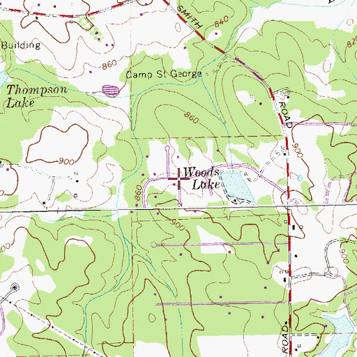 Topographic Map of Wood Valley Estates, GA