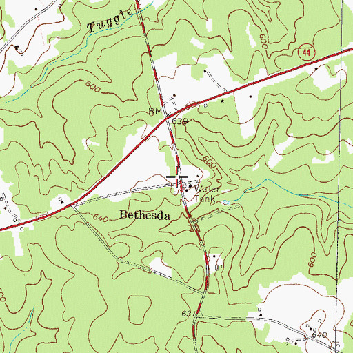 Topographic Map of Asbury Church (historical), GA
