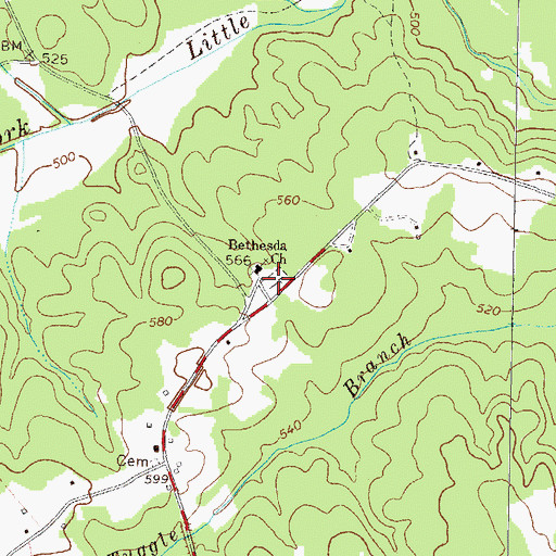 Topographic Map of Bethesda Cemetery, GA