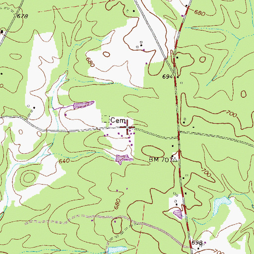 Topographic Map of Dolvin School (historical), GA