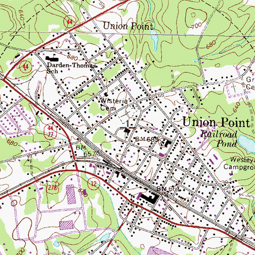 Topographic Map of First Baptist Church, GA
