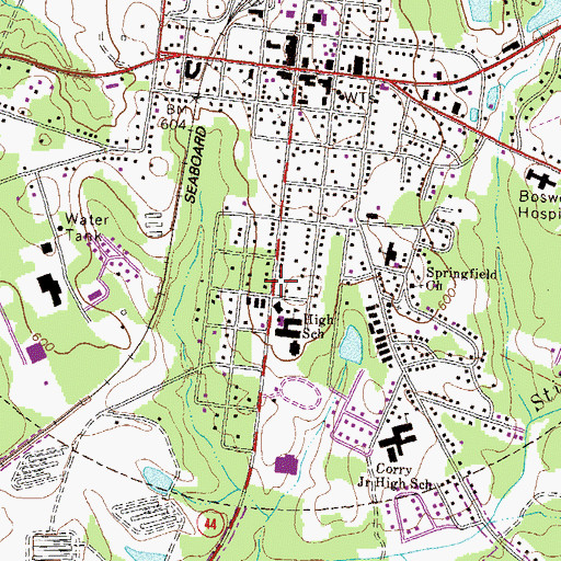 Topographic Map of Greene County Library, GA