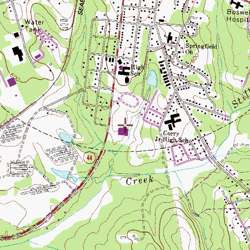 Topographic Map of Greene County High School, GA