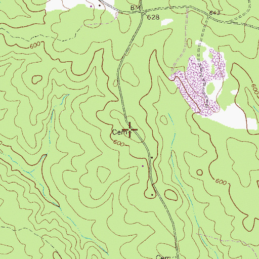 Topographic Map of Mount Olive Church (historical), GA