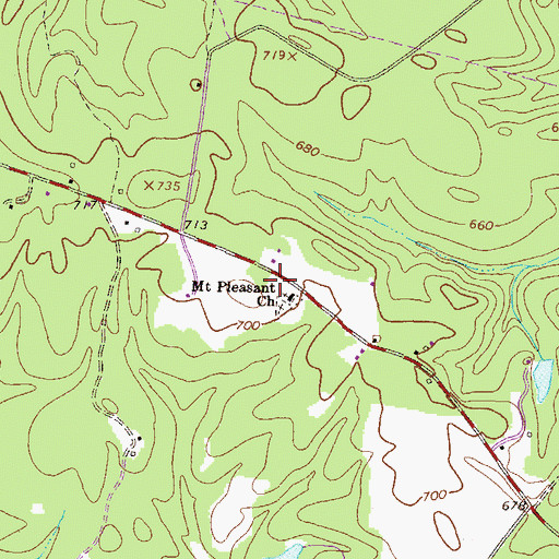 Topographic Map of Mount Pleasant School (historical), GA