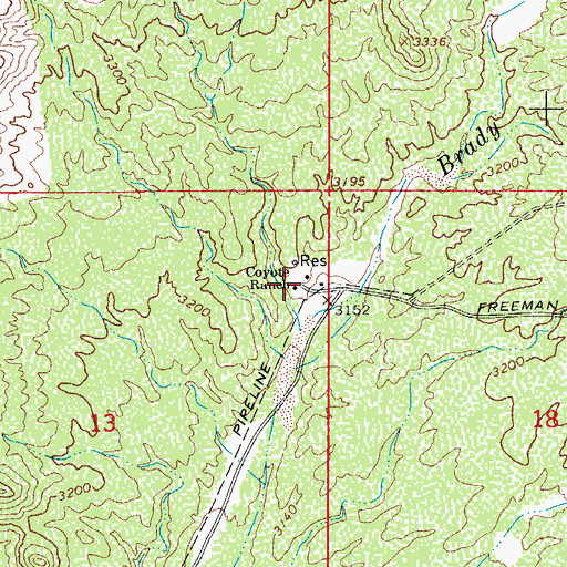 Topographic Map of Coyote Ranch, AZ