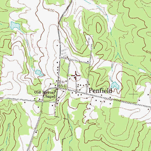 Topographic Map of Penfield Baptist Church, GA