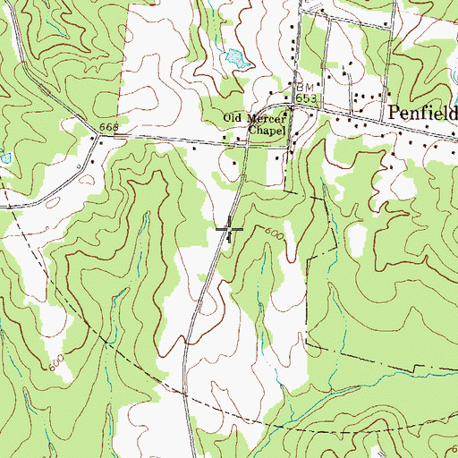 Topographic Map of Sanders Chapel, GA