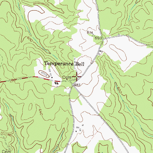 Topographic Map of Temple Bell School (historical), GA