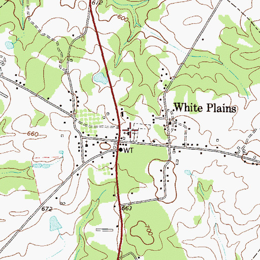 Topographic Map of White Plains Baptist Church, GA