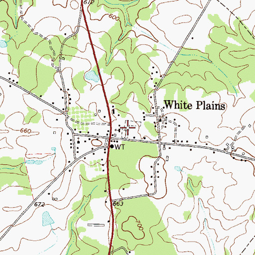 Topographic Map of White Plains Cemetery, GA
