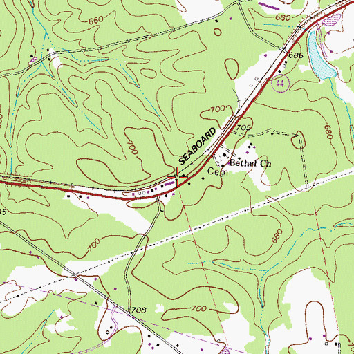 Topographic Map of White Plains Junction (historical), GA