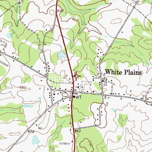 Topographic Map of White Plains School (historical), GA