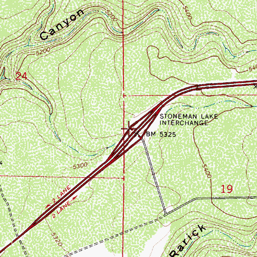 Topographic Map of Stoneman Lake Interchange, AZ