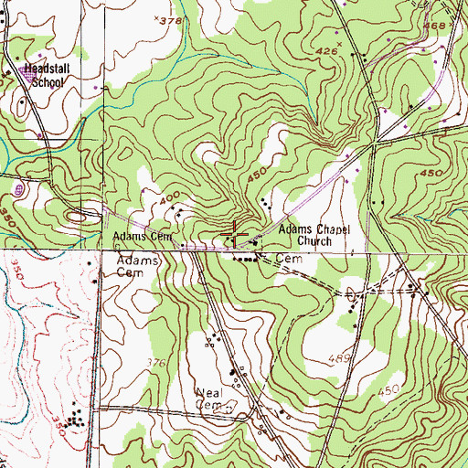 Topographic Map of Adams School (historical), GA