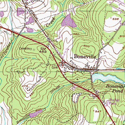 Topographic Map of Boneville Methodist Church, GA
