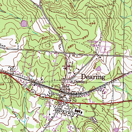 Topographic Map of Dearing Baptist Church, GA