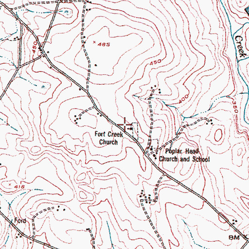 Topographic Map of Fort Creek School (historical), GA