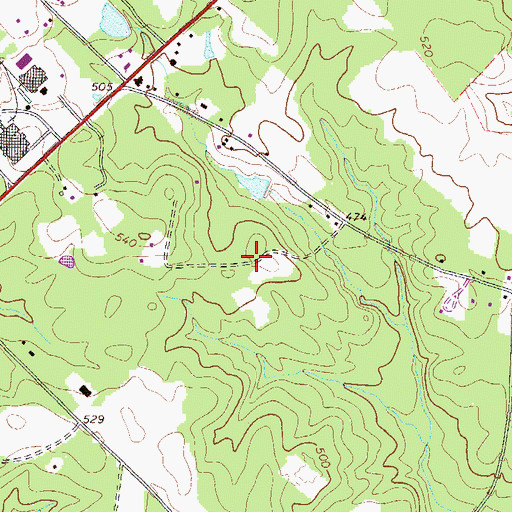 Topographic Map of Johnson Cemetery, GA