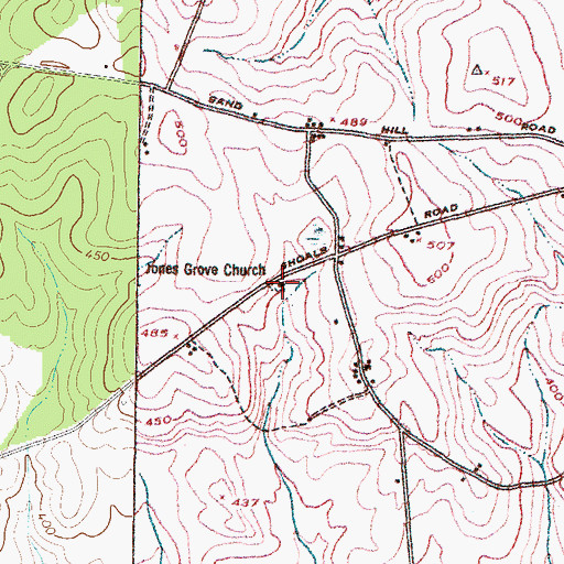 Topographic Map of Jones Grove Cemetery, GA