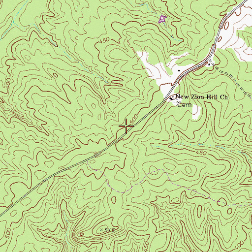 Topographic Map of Liberty Hill Cemetery, GA