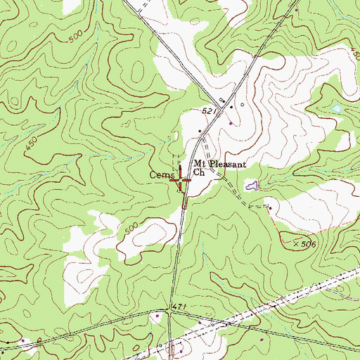 Topographic Map of Mount Pleasant Cemetery, GA