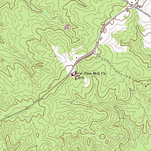 Topographic Map of New Zion Hill Cemetery, GA