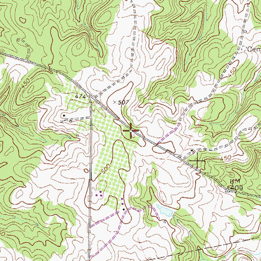 Topographic Map of Pleasant Grove Cemetery, GA