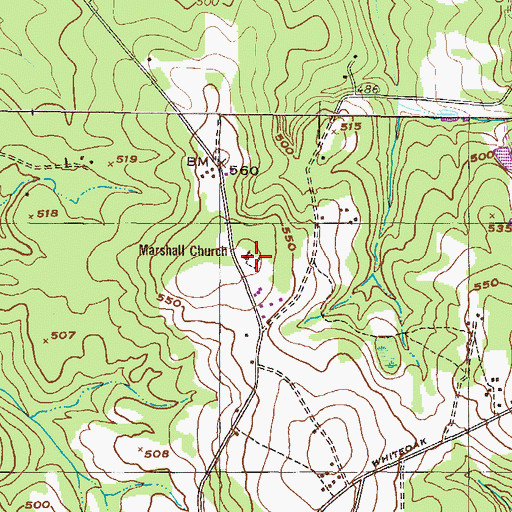 Topographic Map of Marshall Cemetery, GA