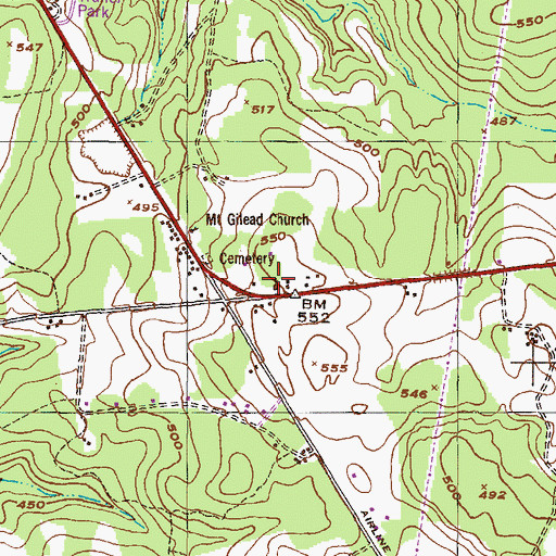 Topographic Map of Kingdom Hall Church, GA