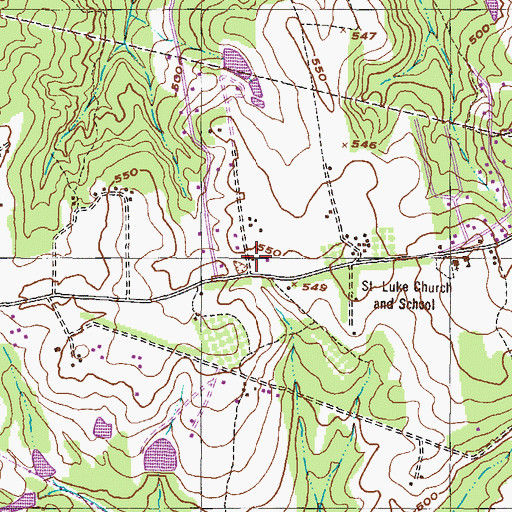 Topographic Map of Saint Luke Cemetery, GA