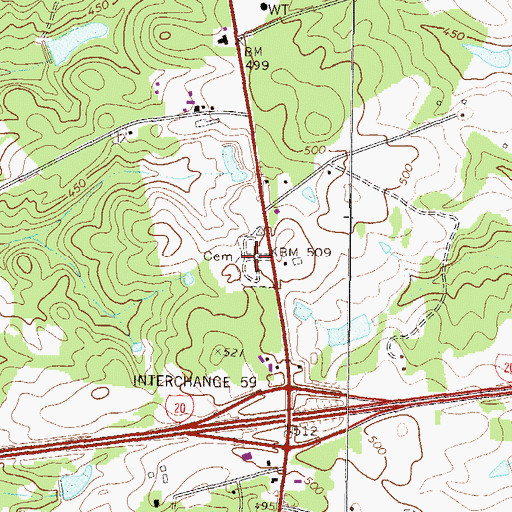 Topographic Map of Savannah Valley Memorial Garden, GA