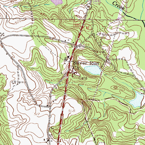 Topographic Map of Silver Run Cemetery, GA